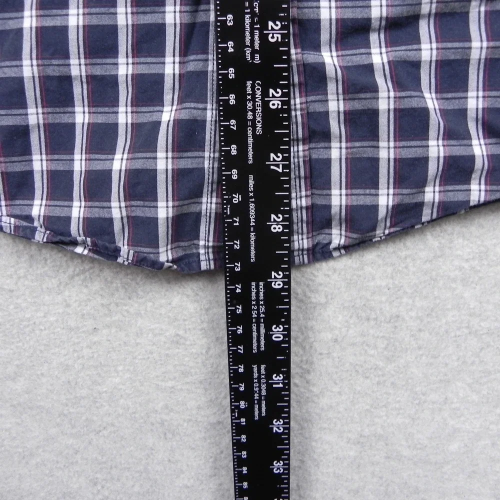 Banana Republic Shirt Mens Medium Standard Fit Button Up Blue Plaid Short Sleeve